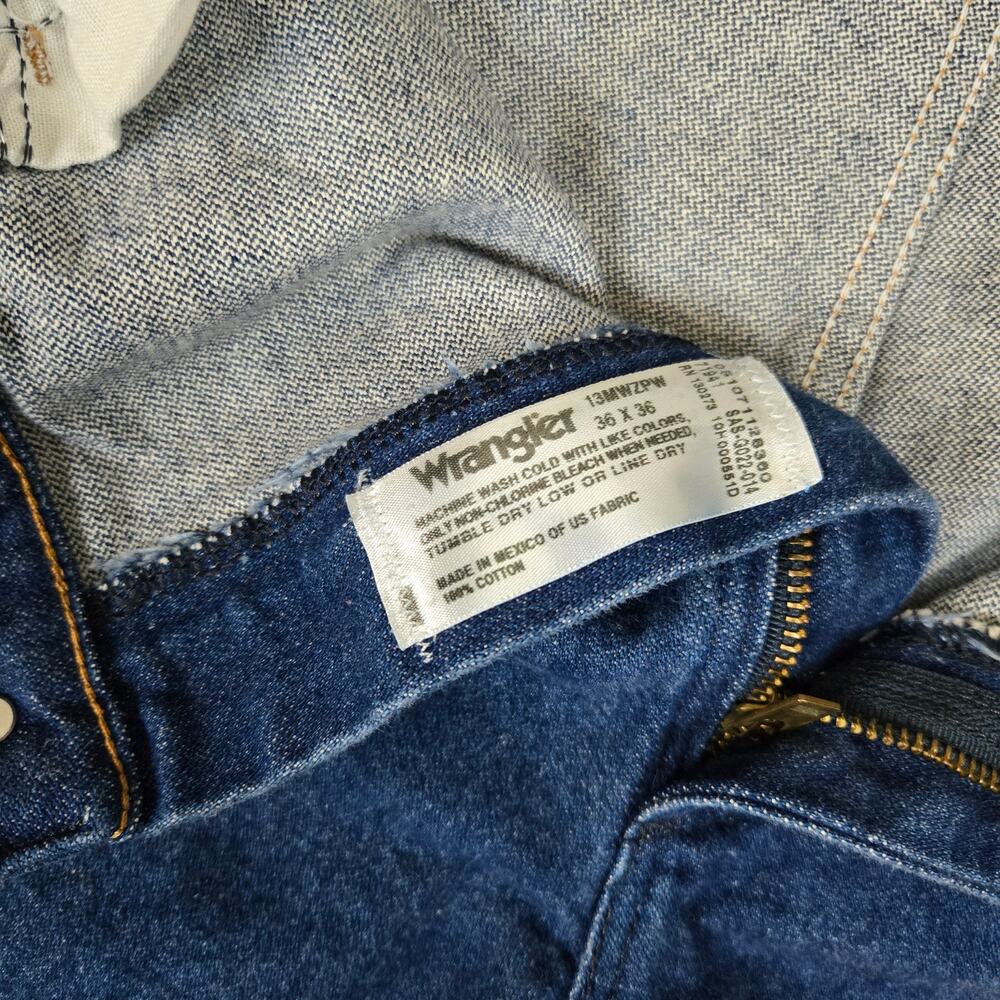 VTG Wrangle Jeans 36x36 Mens Dark Wash Denim Pants Straight Leg 0741 - Picture 5 of 10